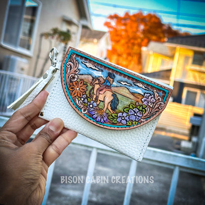 Tooled Leather Card Wallet - Western Cowgirl Wallet Gift