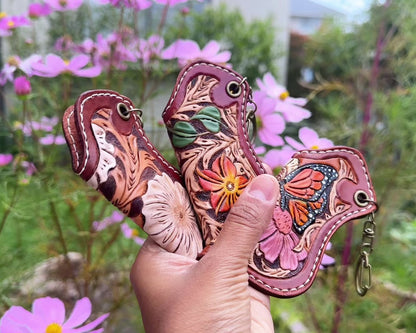 Hand Tooled Floral Leather Lighter Case – Western Leather Keychain Holder